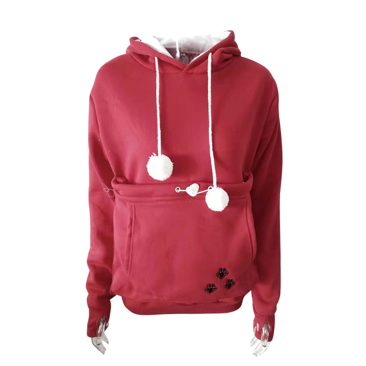 OEM/ODM Wholesale Unisex Cat Pet Dog Carrier Pouched Hoodie Sweatshirt For Man Women Kids