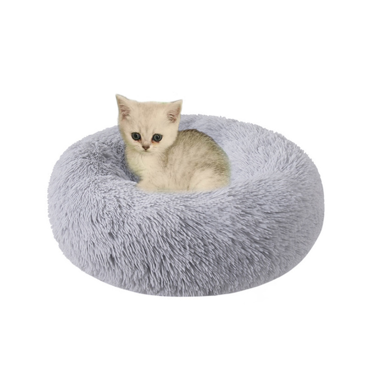 Manufacturer Wholesale Custom Comfortable Luxury Washable Round Ultra Soft Donut Pet Cat Dog Bed