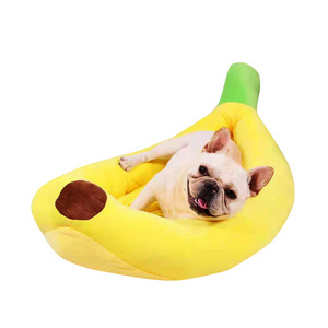 Snuggle Plush Boat Pet Dog Bed Puppy Cushion Fancy Banana Cozy Cave Mat Cat Beds For Dogs