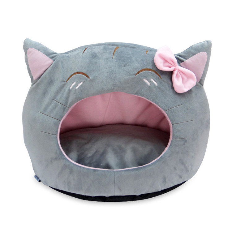 Wholesale lovely self warming cotton bed round foldable soft pet dog cat bed cave house