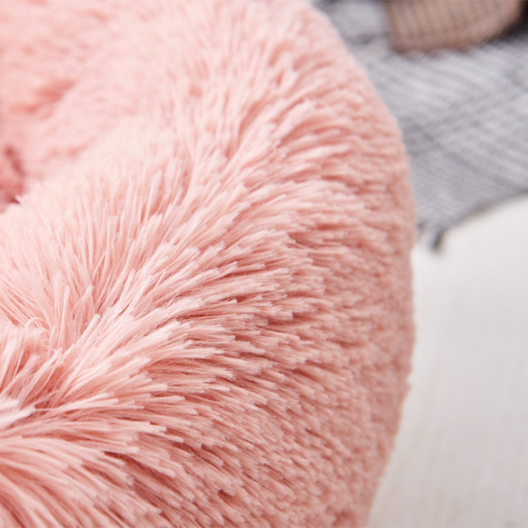 Manufacturer Wholesale Custom Comfortable Luxury Washable Round Ultra Soft Donut Pet Cat Dog Bed