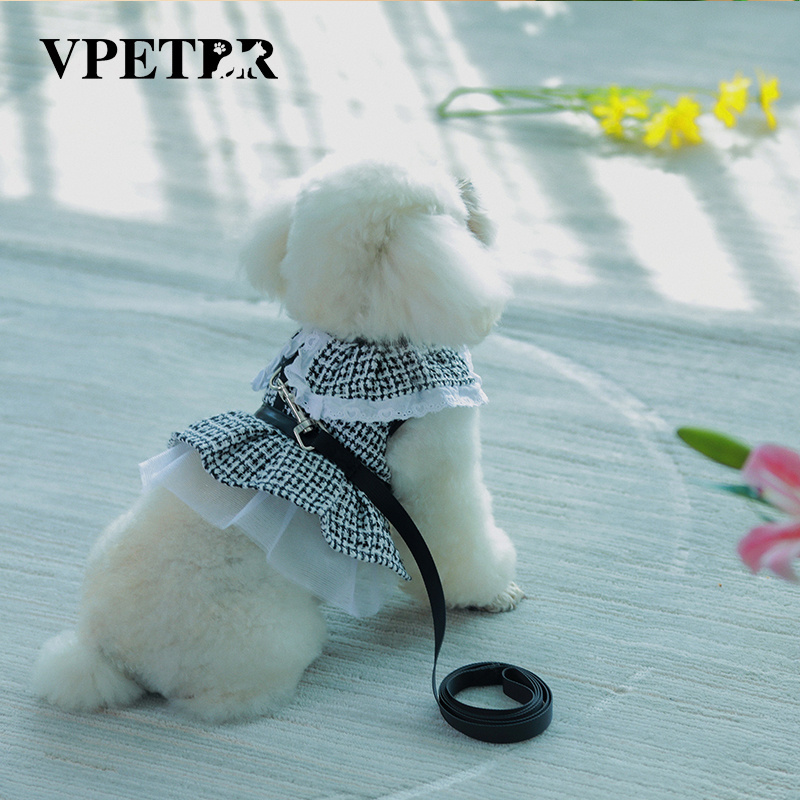 Luxury Shirt Dress Pets Outfits Leash Clothes Small Dog Party Skirt Puppy Sublimation Custom Dog Harness Design Dog Summer