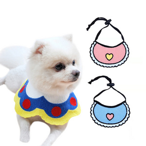 ins Dog Items Cat Bow Tie Collar Cartoon Pet Bow Tweed Embroidered Puppy Dog