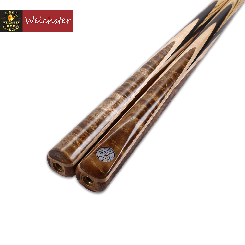 Weichster Golden Burr Ebony One 1 Piece Handmade Snooker English Pool Cue