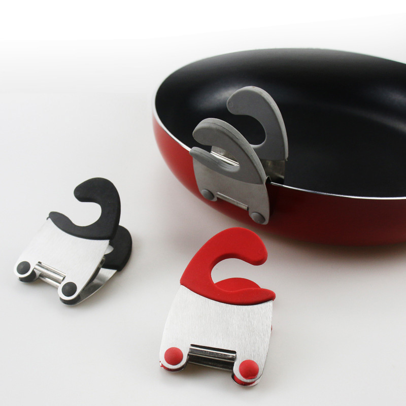 Stainless Steel Pot Spoon Holder Anti-scald Silicone Grip Pot Clip Holder Spoon Rests & Pot Clips