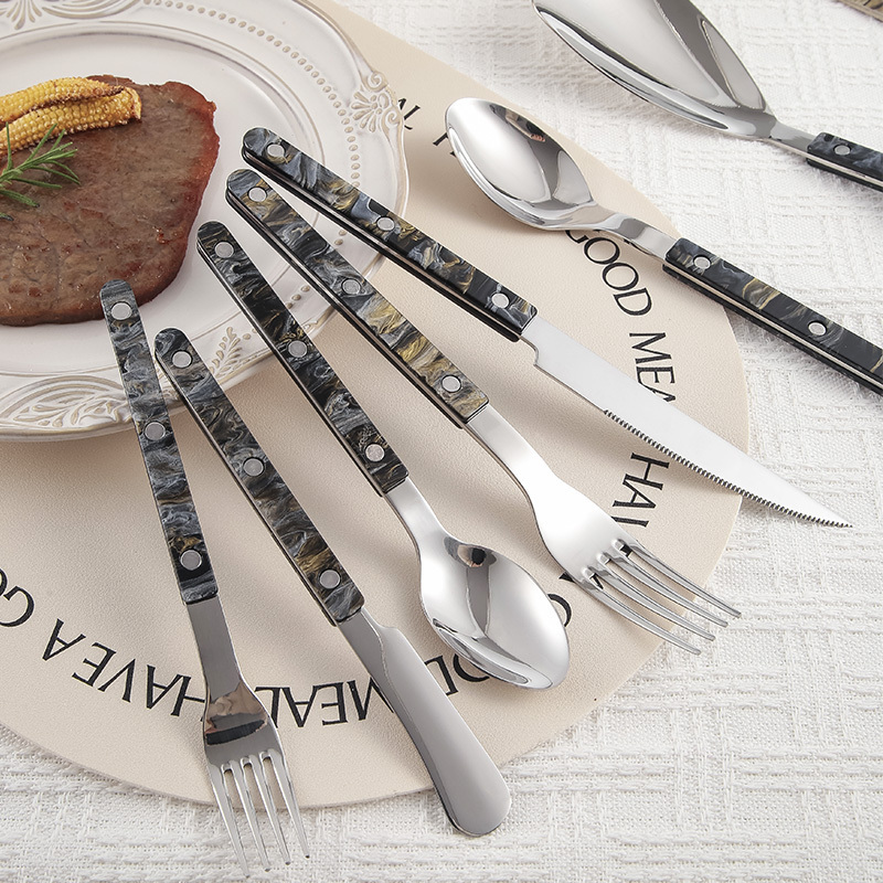 Hot Sale For Acrylic Handle Stainless Steel Cutlery Set With  Black Handle Cutlery Set