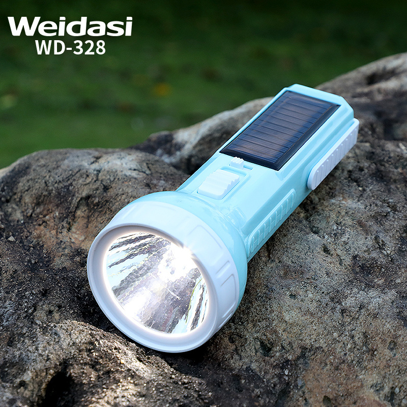 Popular high quality led camping led torch light flashlight for family use powered by dry battery or lead acid battery or solar