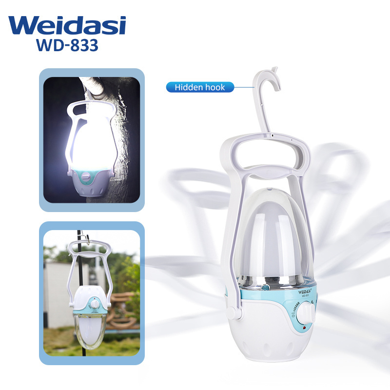 Weidasi Portable emergency light plastic camping lamp light led solar powered lantern for outdoor