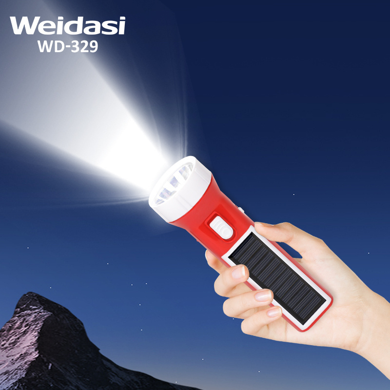 Wholesale durable led torch light with solar flashlight and battery power flashlight torch which made from Jieyang China