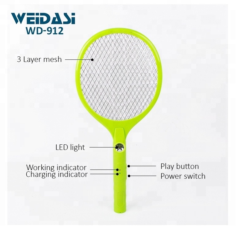 Weidasi pest control mosquito zapper rechargeable fly killer racket electric mosquito swatter