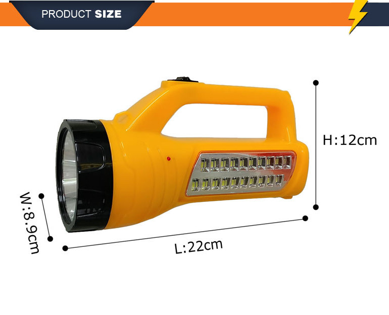 Handheld spotlight searchlight led high power flashlight with side emergency light