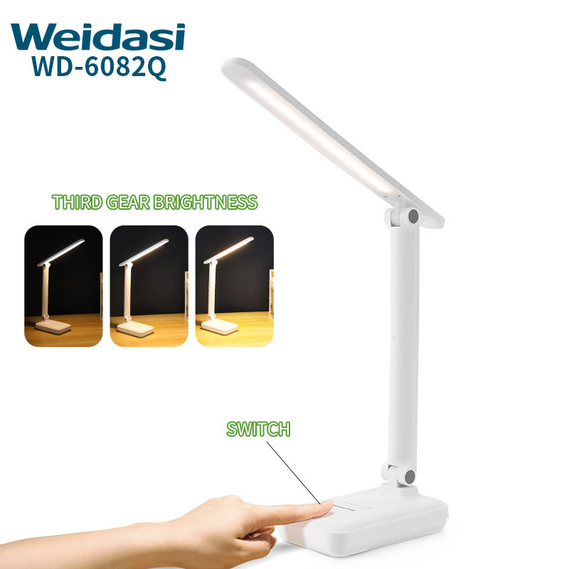 Foldable design LED reading lamp third gear brightness desk reading light with phone holder