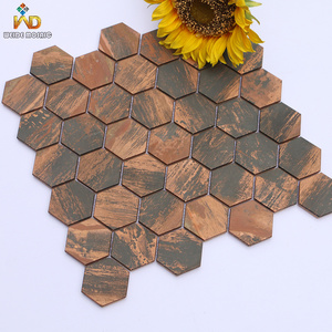 Antique decorative honeycomb copper mosaic tiles copper wall tiles copper hexagonal bronze metal mosaic tiles