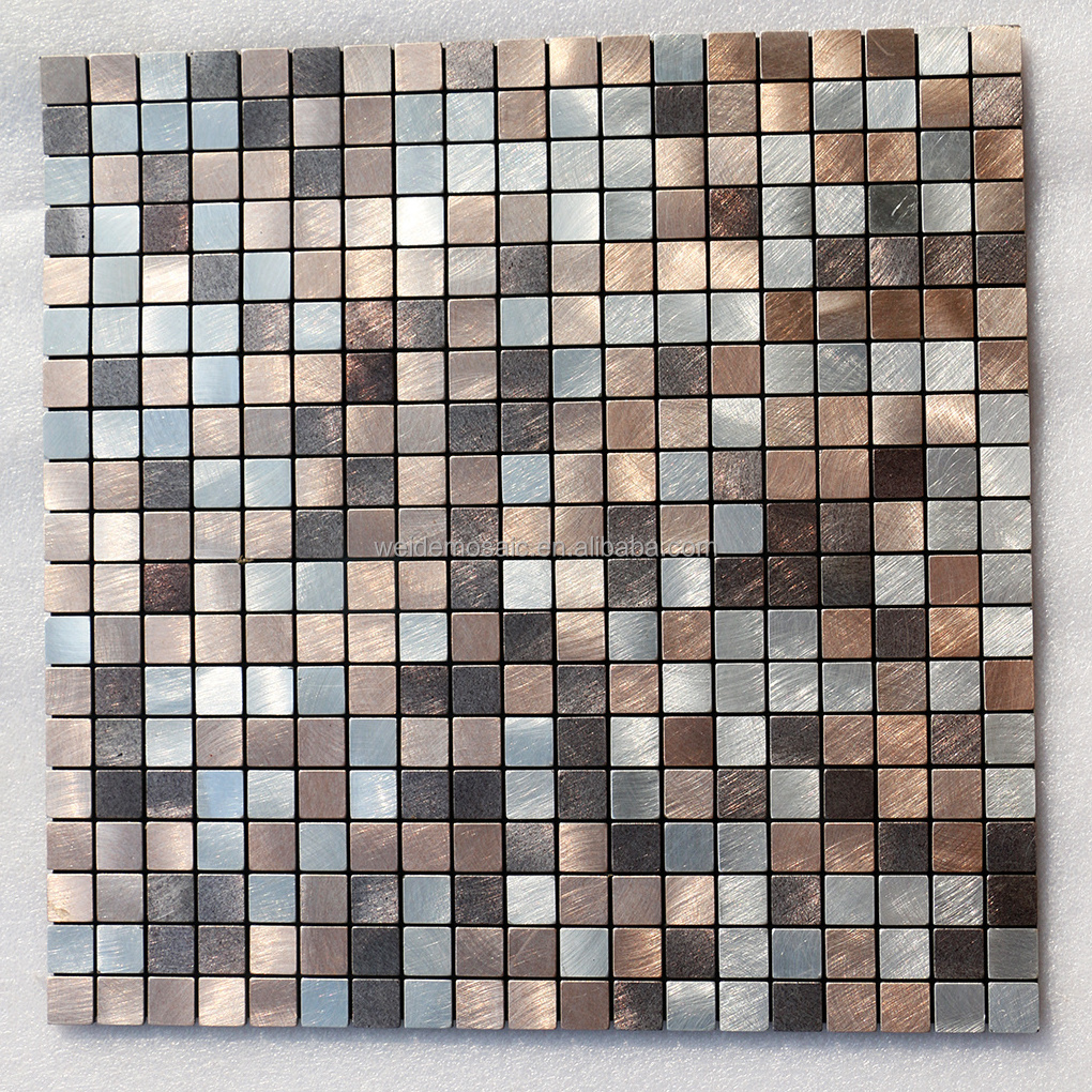 Customized Design Self-Adhesive Aluminum Back Panels Modern Style Colored Metal Mosaic Tiles for Hotel Kitchen & Bathroom