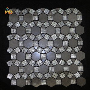 Modern Black Basalt and Glass Honeycomb Mosaic Floor Tiles Coin Type Black Mosaic Tiles Suitable for Walls Hotels Rooms