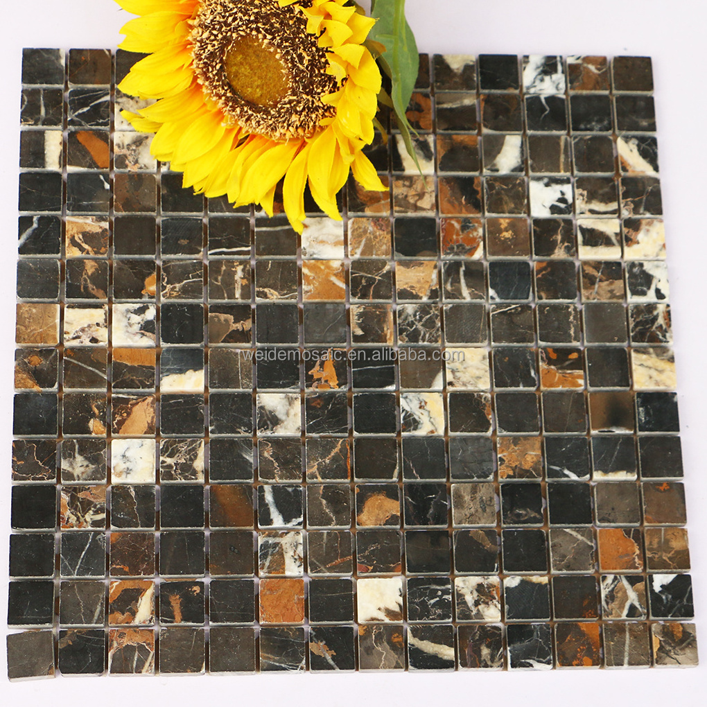 Portopo marble mosaic tile brown square stone mosaic for both walls and floors tiles Small Square Marble Tile