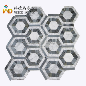 Modern Marble Honeycomb Mosaic Floor Tiles Coin Shaped Black Mosaic Tiles Suitable for Walls Hotel Rooms Walls and Floors