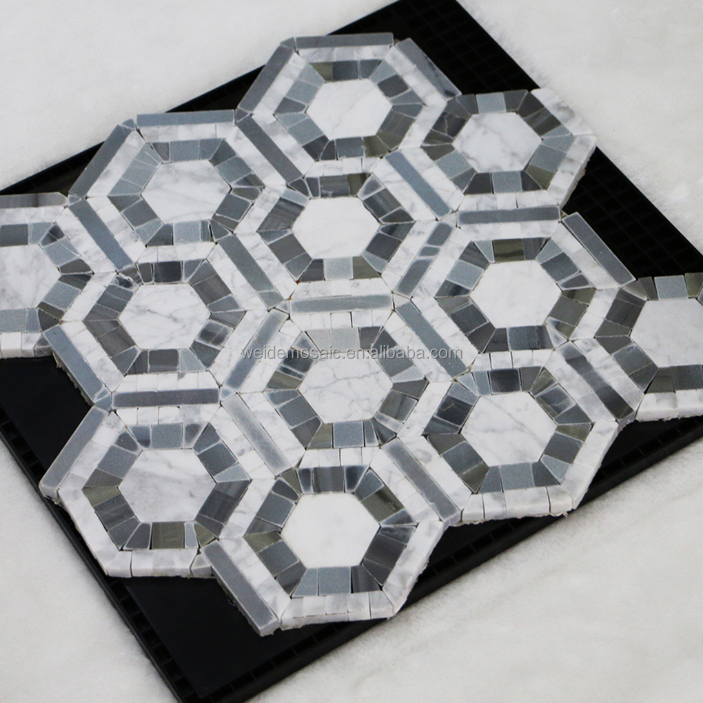 Modern Marble Honeycomb Mosaic Floor Tiles Coin Shaped Black Mosaic Tiles Suitable for Walls Hotel Rooms Walls and Floors