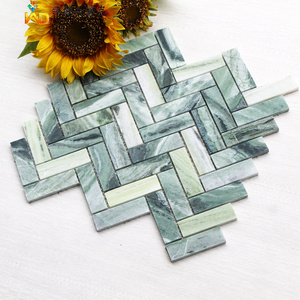 Cold emerald herringbone marble mosaic arrow background wall bathroom wall tile green fishbone stone mosaic tile