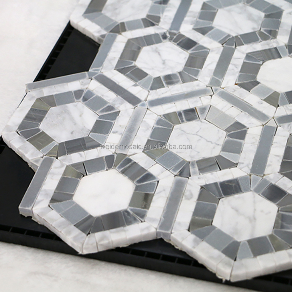 Modern Marble Honeycomb Mosaic Floor Tiles Coin Shaped Black Mosaic Tiles Suitable for Walls Hotel Rooms Walls and Floors