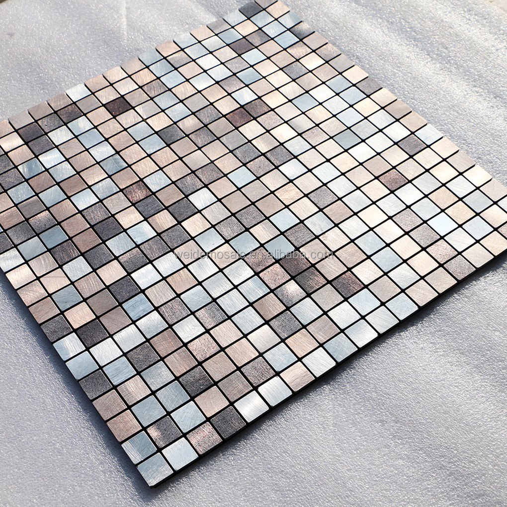 Customized Design Self-Adhesive Aluminum Back Panels Modern Style Colored Metal Mosaic Tiles for Hotel Kitchen & Bathroom