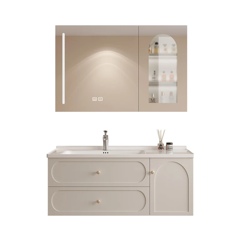 Simple French Style Bathroom Cabinet Simple American Style Solid Wood Hanging Wall Bathroom Vanity