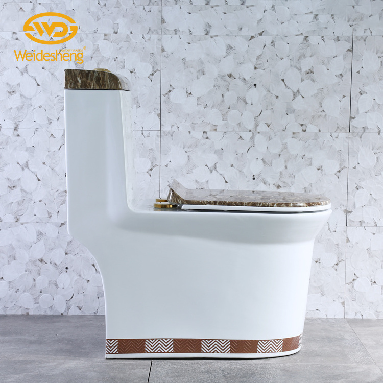 Design unique elongated dual flush marble pattern one piece ceramic bowl toilet toilets for sale