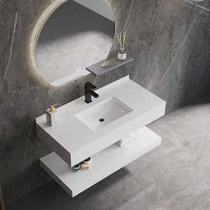 Hotel Ceramic Sanitary Ware Wash Basin Modern Design Square Marble Stone Bathroom Sink