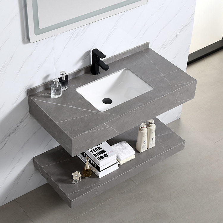 Hotel Ceramic Sanitary Ware Wash Basin Modern Design Square Marble Stone Bathroom Sink