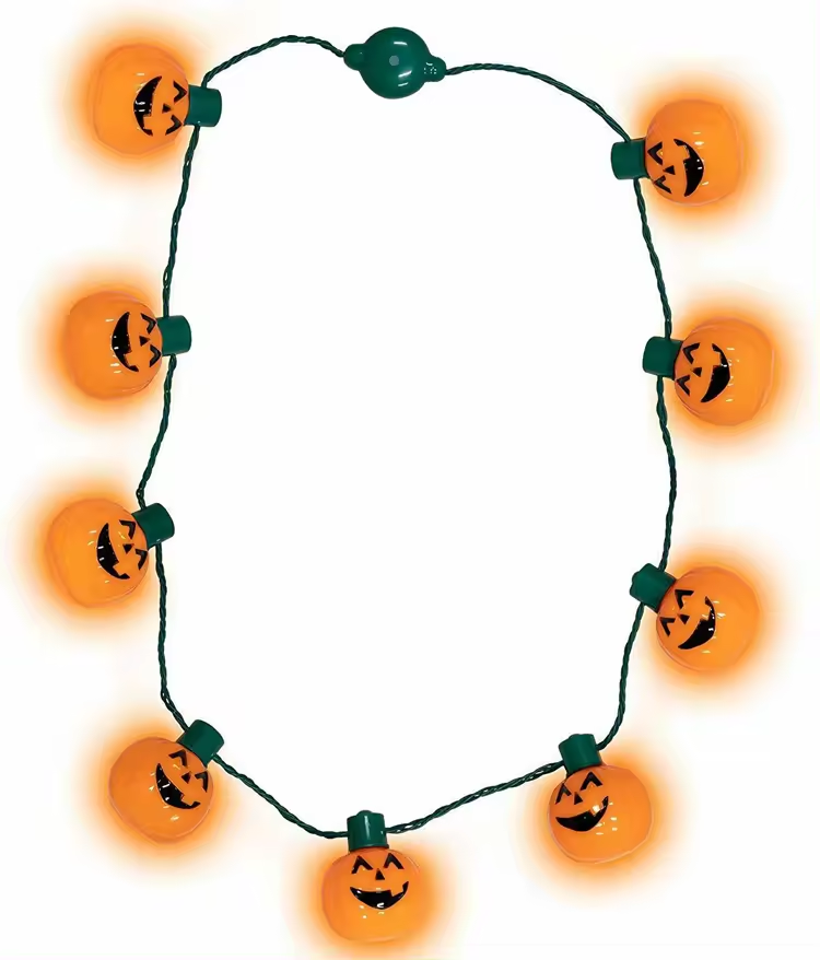 2024 Party Suppliers Flashing Halloween Light Up Necklace Pumpkin Shaped Led Halloween Decoration Kids