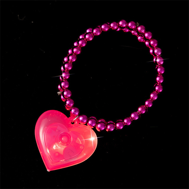 Love Glow Necklace Peach Heart LED Earrings Drop Earring Punk Hip Hop Glowing Peach Heart Bead Chain Lighting Bracelet