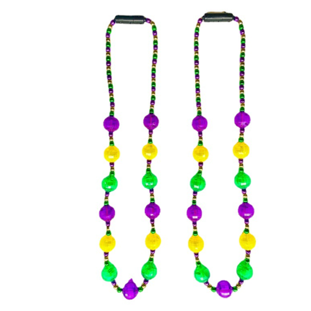 Mardi Gras Beads Led Flashing Light Up Necklace Party Glowing Necklace Colorful Flashing Led Beads Halloween Cosplay Beaded