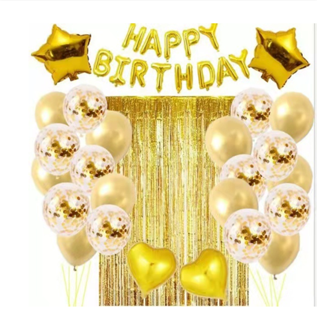 Happy Birthday Balloons Set Birthday Balloon Banner Confetti Balloon Foil Curtain Kids Adults Birthday Party Decoration