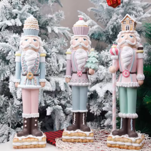 2024  New Arrival Christmas Series Pink Nutcracker Ornament Resin Christmas Decoration Nutcracker Crafts