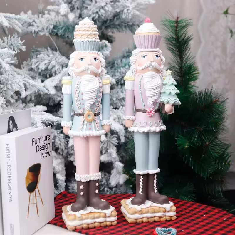 2024  New Arrival Christmas Series Pink Nutcracker Ornament Resin Christmas Decoration Nutcracker Crafts