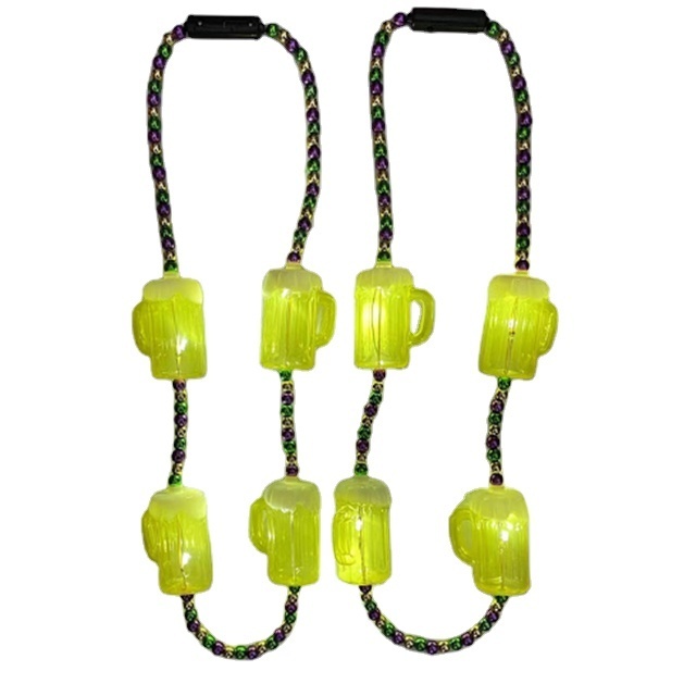 Mardi Gras Beads Led Flashing Light Up Necklace Party Glowing Necklace Colorful Flashing Led Beads Halloween Cosplay Beaded