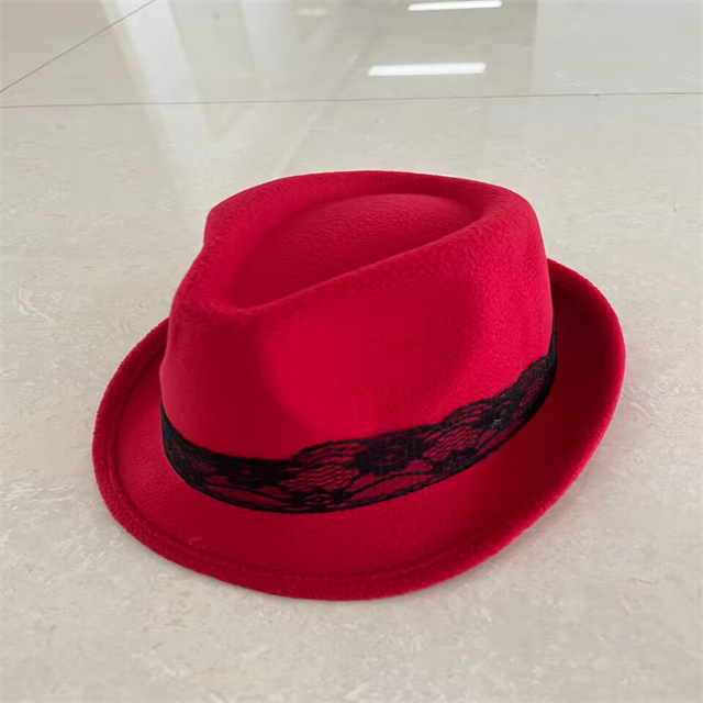 New Vintage Men Felt Wide Brim Top Hat Winter Autumn for Woman Red Church Hat Ladies women's Jazz Hats