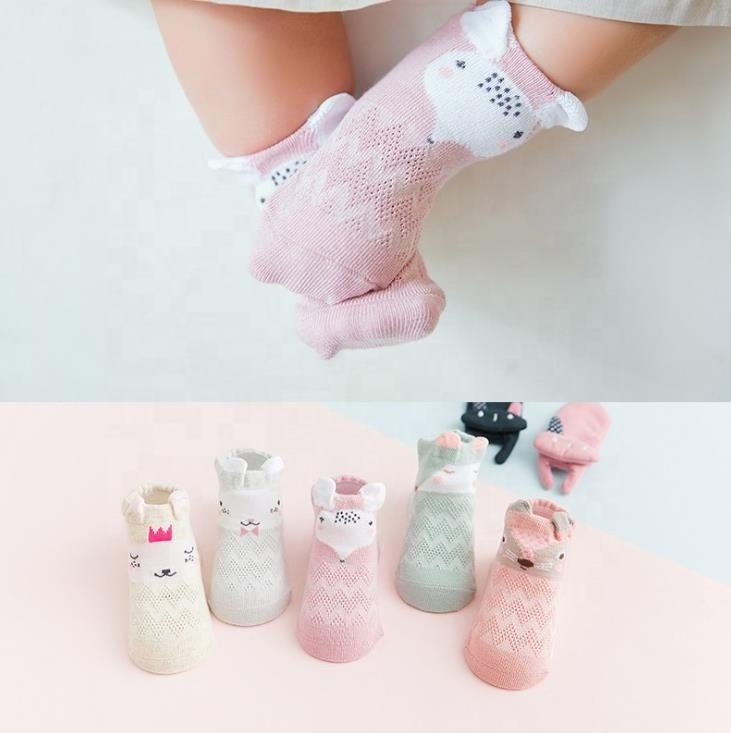 Cute cartoon cotton mesh baby socks comfortable breathable children socks