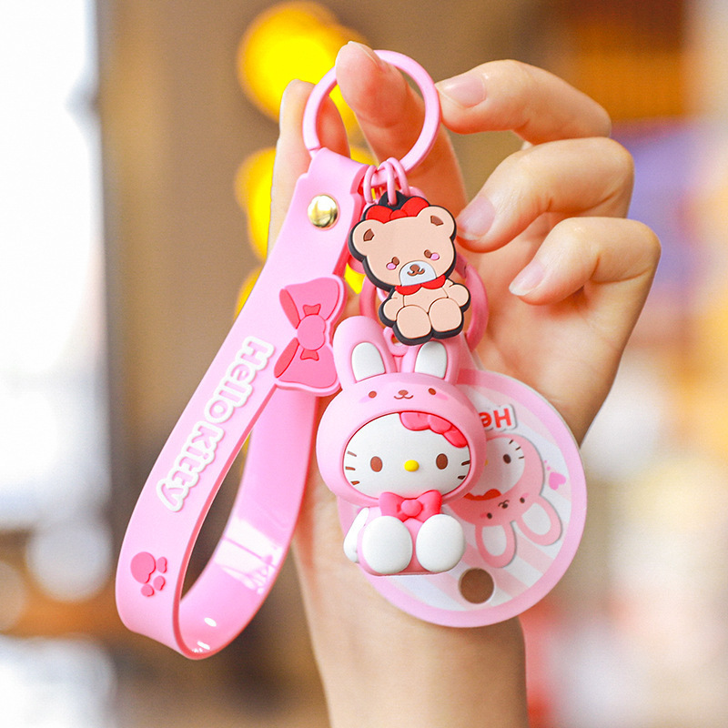 keychain accessories wholesale pvc rubber 3d cute kawaii sanrio hello kitty keychain anime keychain