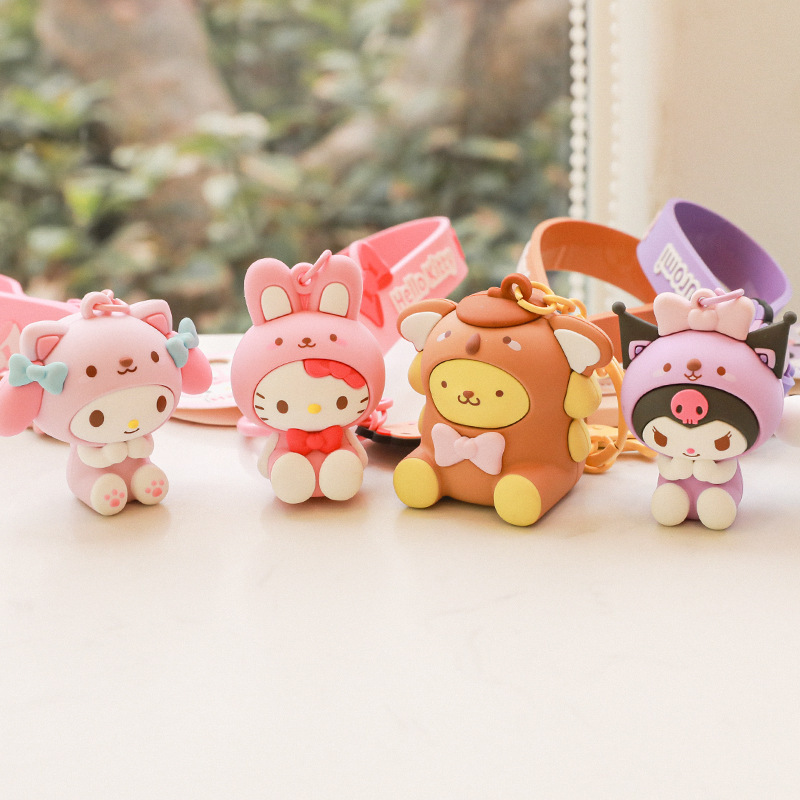 keychain accessories wholesale pvc rubber 3d cute kawaii sanrio hello kitty keychain anime keychain