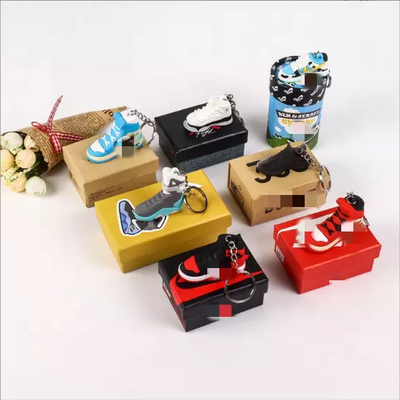 Custom 3D Fashion mini AJ Sneakers Shoe Keychain with box for car key chain bag pendant rubber keychain