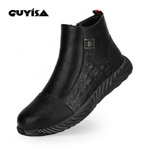 GUYISA Vintage Leather Ankle Boots for Both Men and Women Fashion Short Boot Casual Flat Shoes