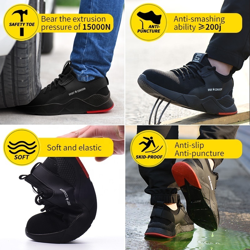 Security Puncture-proof Anti-slip Lightweight Breathable construction men safety shoes with steel toe  / safty shoes