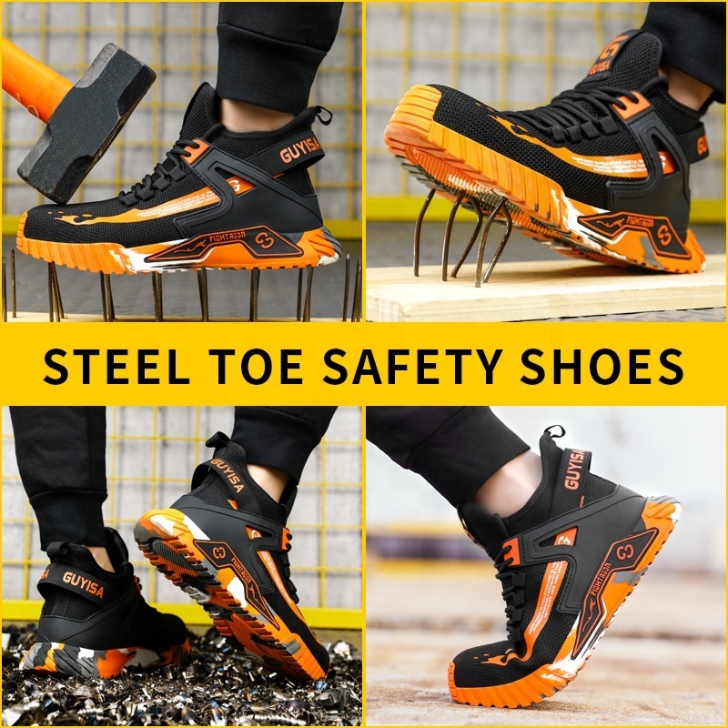 GUYISA safety sneakers men shoes work construction site steel toe safety shoes