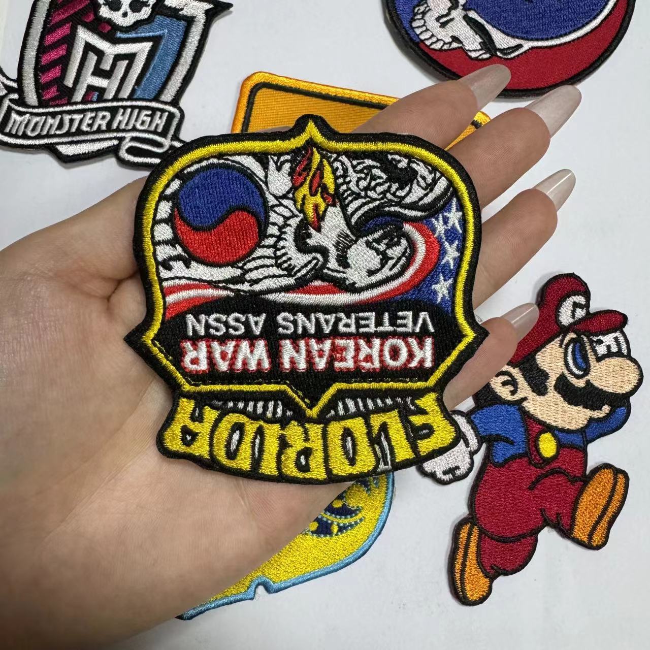 Manufacturer Wholesale Custom Full Half Embroidery Badge Peel and Stick Backing for Cap Custom Patch