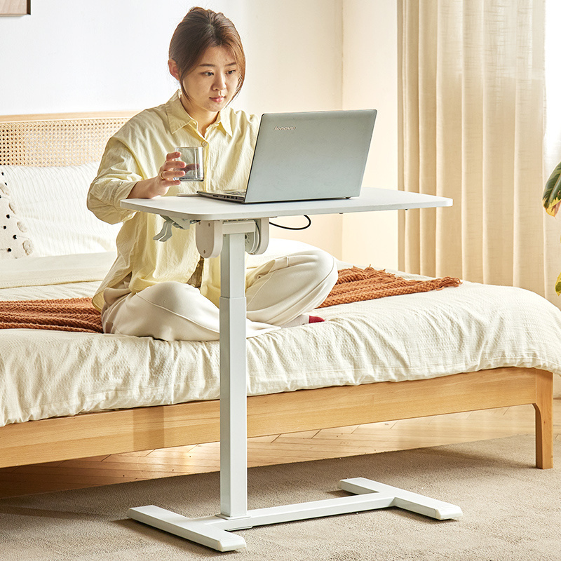 On Sale Height Adjustable Computer Over Bed Side Table With Hidden Wheels Adjustable At Living Room