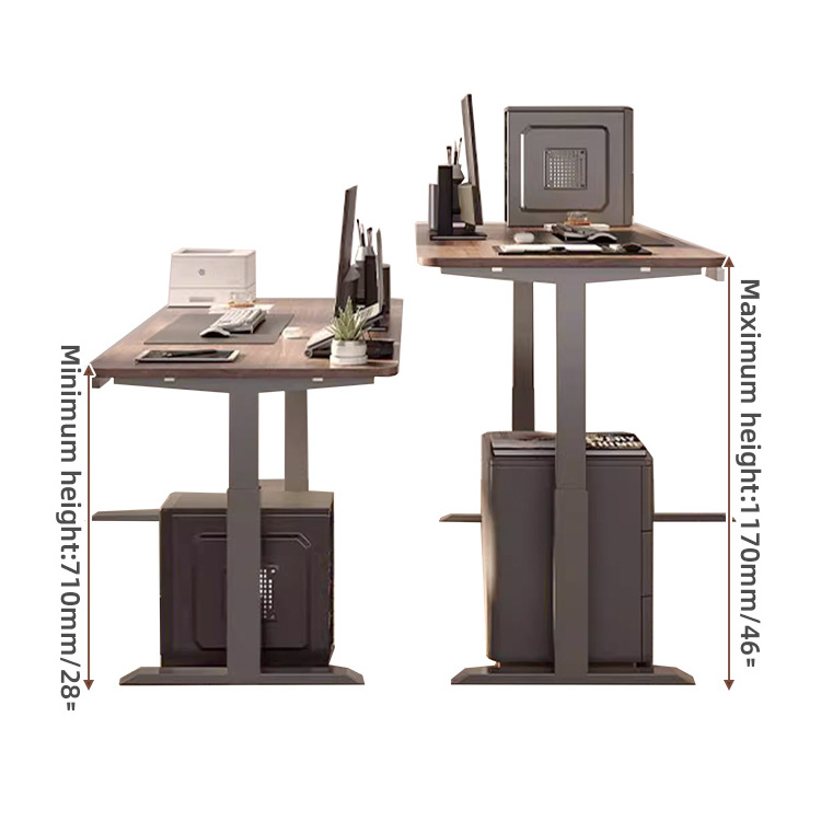 Home Office Smart Furniture Collision Avoidance Electric Lifting Round Column Dual-Motor Standing Desk