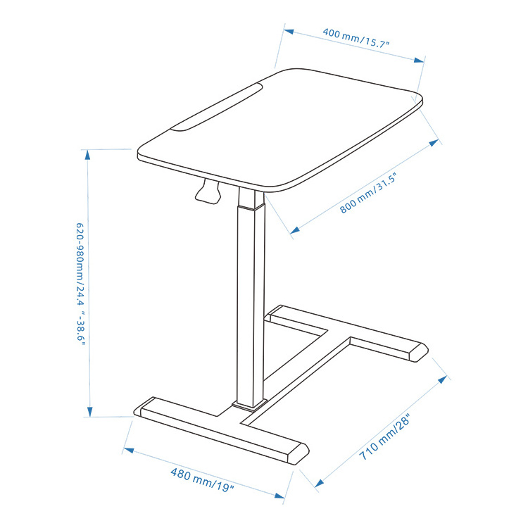 Gas Spring Side Table Movable Portable Small Height Adjustable Laptop Sofa Table