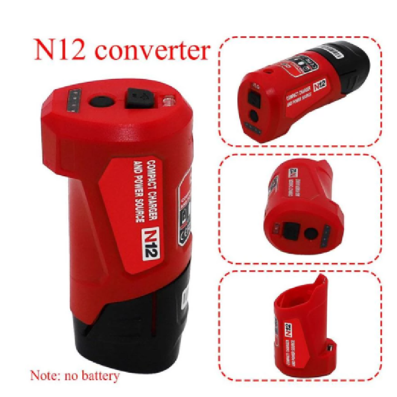 N12 Charger Converter USB Power Charging Adapter for Milwaukee 48-59-1201 N12  M12 Li-Ion Battery Adapter Mobile phone Power Sup