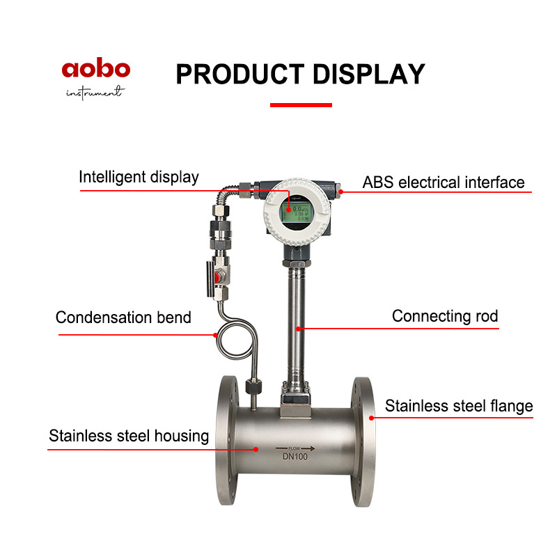 Hydrogen Co2 Gas Flowmeter Air Flow Meter Steam Vortex Flowmeter